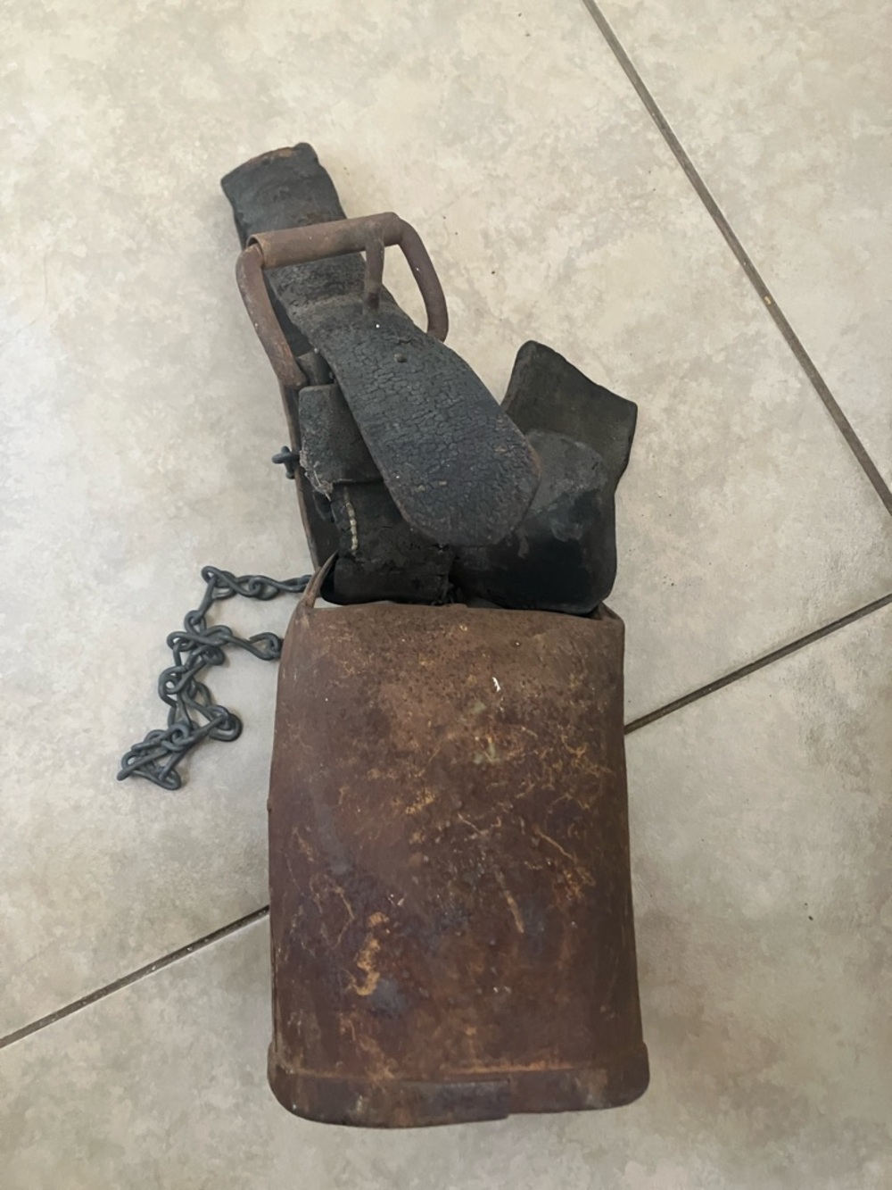 Vintage Rustic Original Cowbell With Leather Buckle